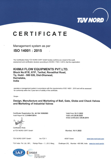 ISO 14001:2015 Certificate